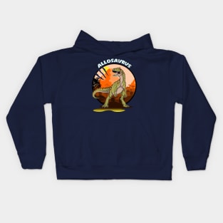 Allosaurus Dinosaur Design With Background Kids Hoodie